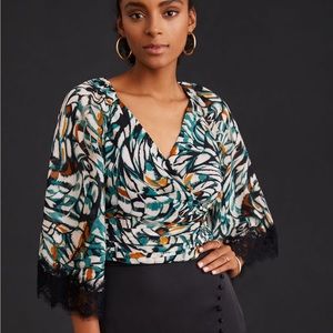 Anthropologie flutter-sleeve wrap top
